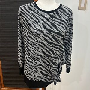 Westbound Black and Gray Zebra print Knit Sweater